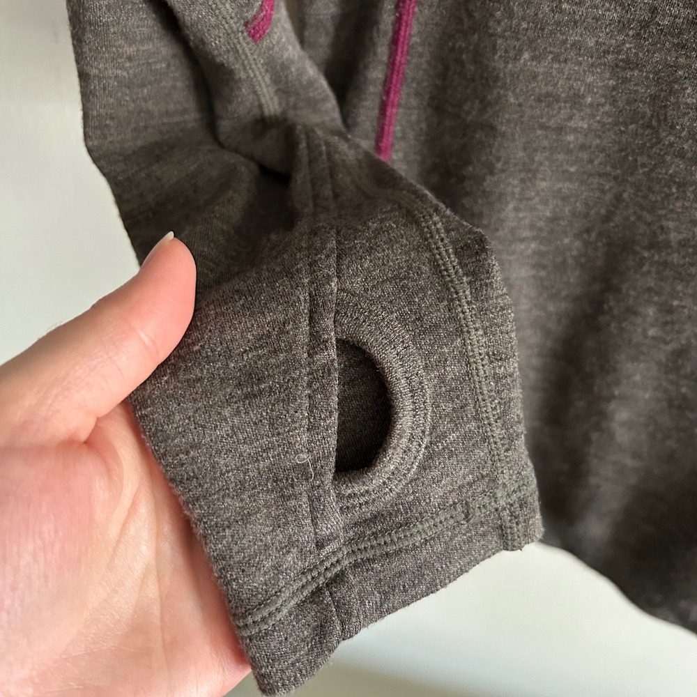 Smartwool Hoodie Charcoal Gray Large Merino Wool Thumbhole Base Layer Magenta - Picture 3 of 6